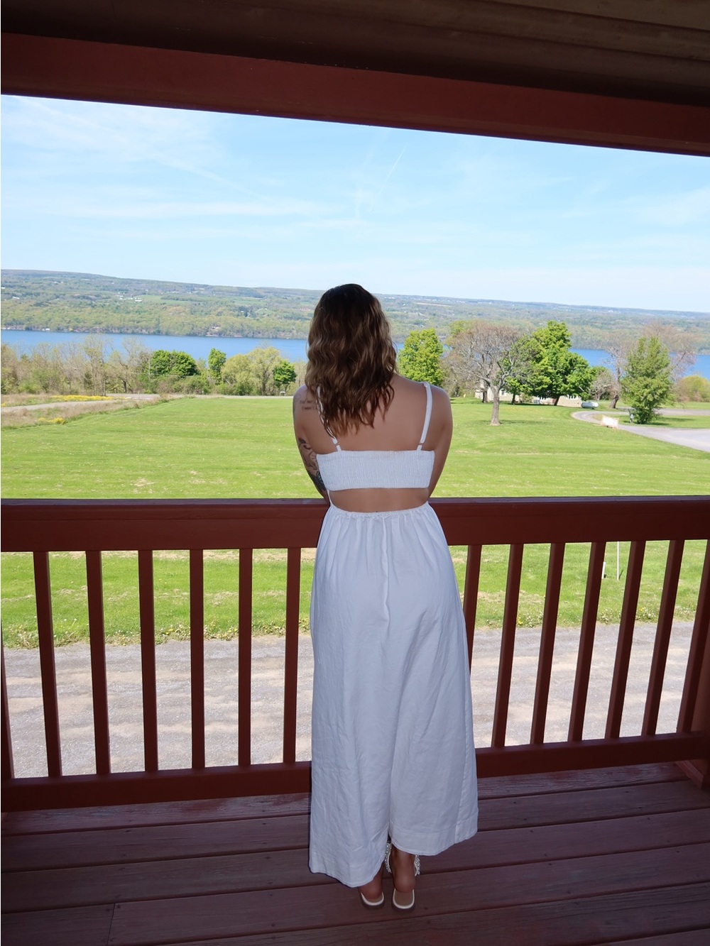 Lulus Laylie White Denim Lace-up Midi Dress - Size S - Picture 3 of 3